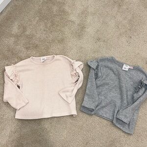 Zara Soft long sleeve ruffle shirts 18-24 months